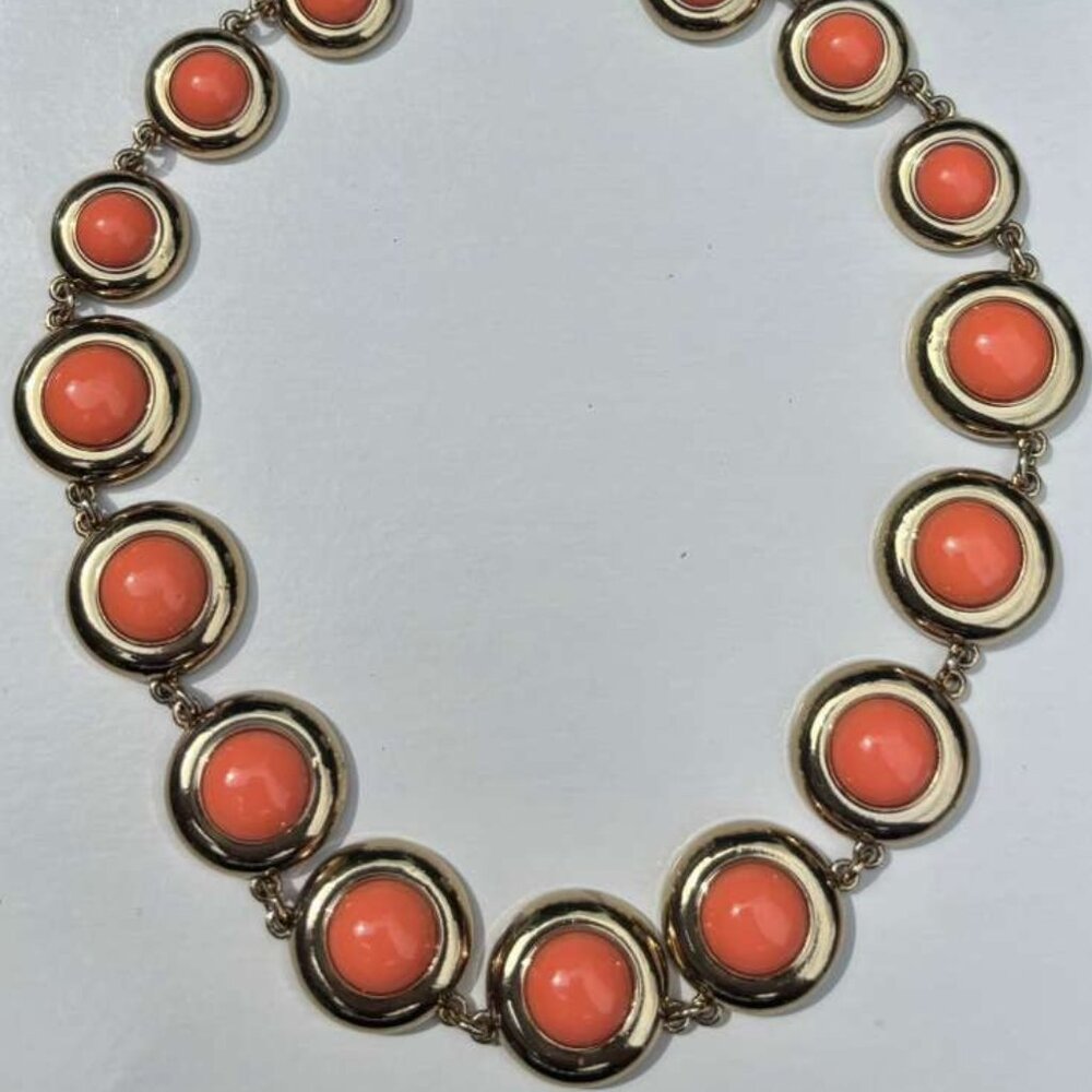 ANN TAYLOR PEACH AND GOLD NECKLACE